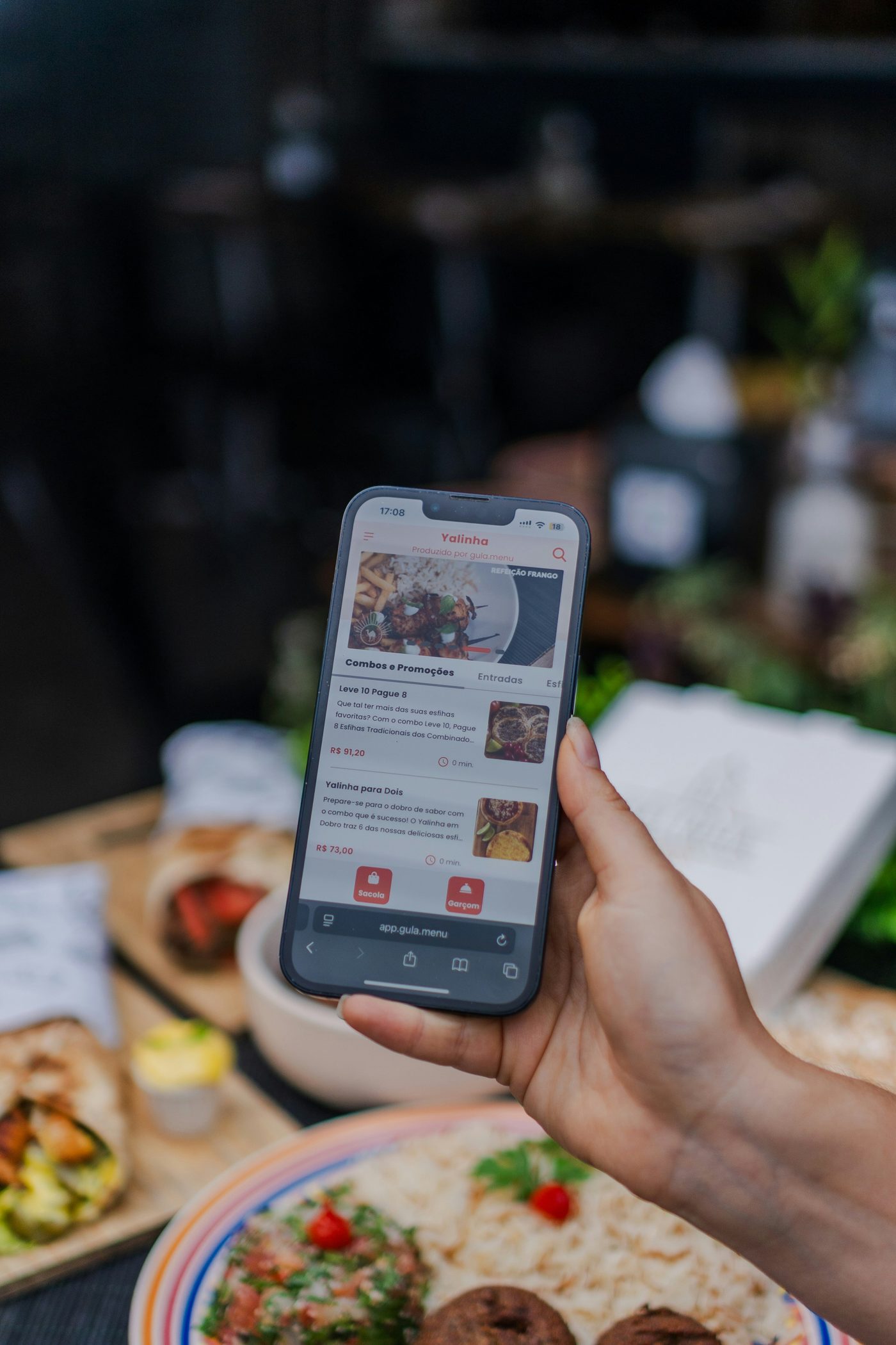 A mobile phone displaying an online ordering app